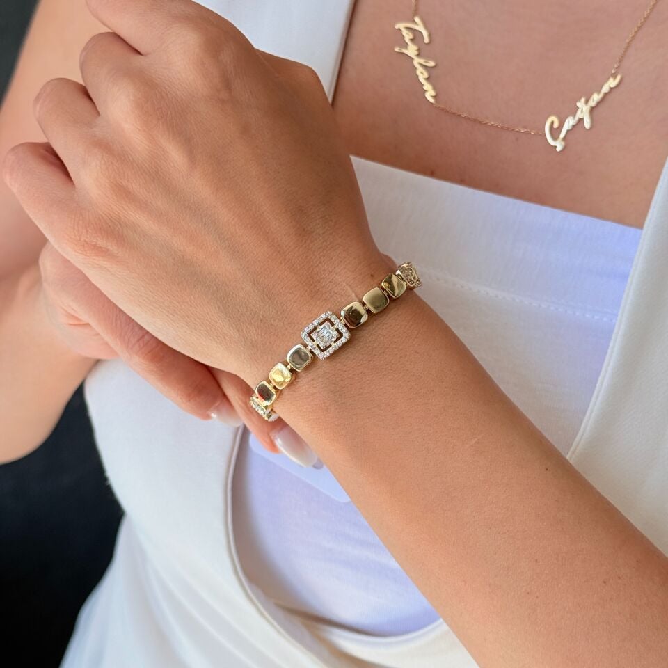 Karex Zirkon Taşlı Vip Xuping Bileklik Gold