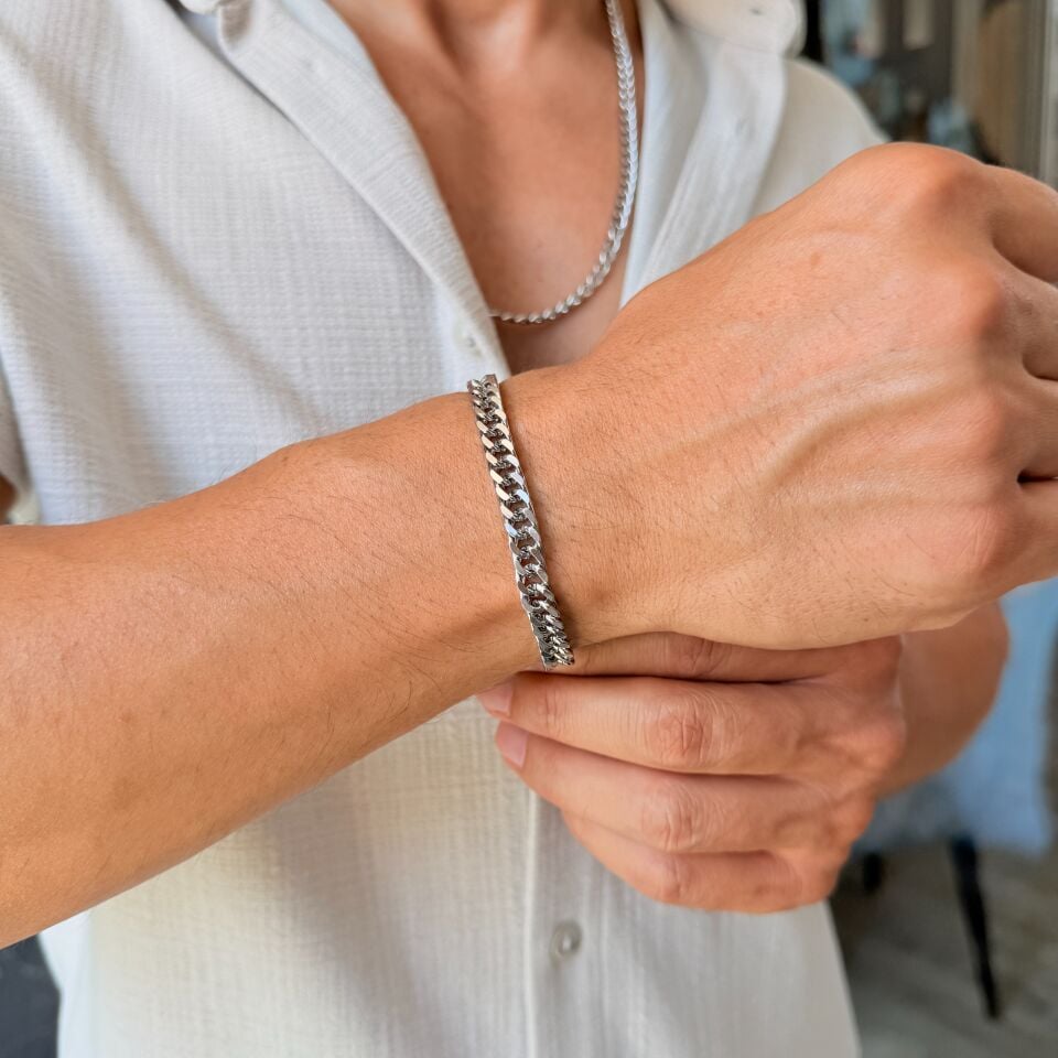 Gurmet Gümüş Paslanmaz Çelik Erkek Kadın Kolye Silver